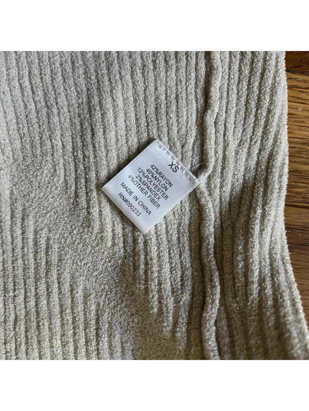 Cream ribbed sparkly knit tube top, size XS #knit #tubetop - Picture 5 of 7